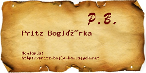 Pritz Boglárka névjegykártya